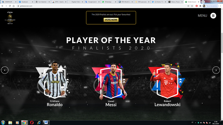 Ən yaxşı adına namizədlər bəlli oldu – “Globe Soccer Awards”
