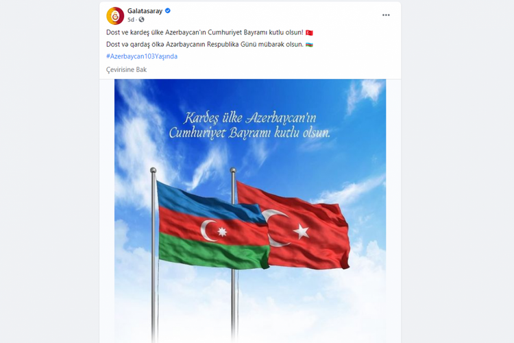 Azərbaycanı təbrik etdi - “Qalatasaray” 