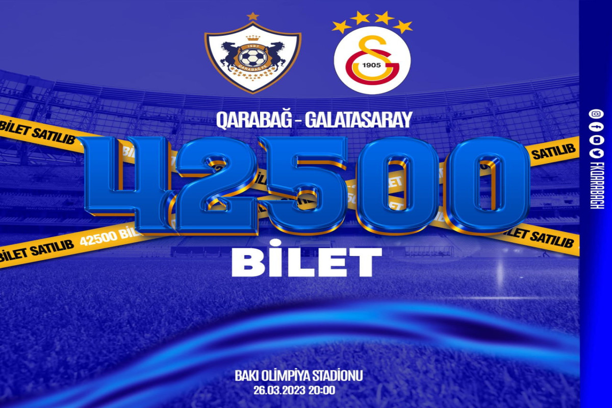 "Qarabağ" – "Qalatasaray" oyununa 1 günə 42 500 bilet satıldı 