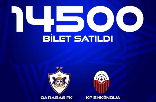 "Qarabağ" - "Şkendiya" matçına satılan biletlərin sayı açıqlanıb