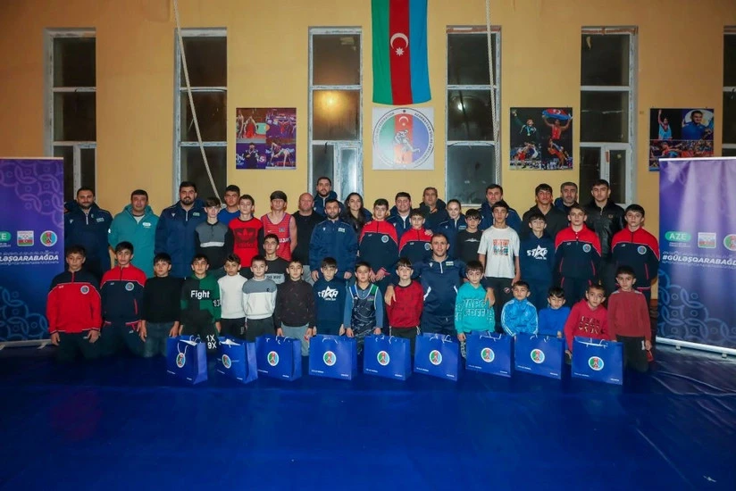 Azərbaycan güləşinin tanınmış simaları Füzulidə gənc idmançılarla görüşüblər