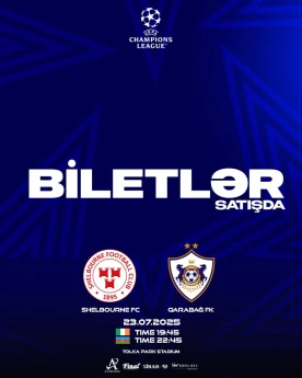 ÇL: "Qarabağ"ın səfər matçı üçün ayrılmış vauçerlər bu gün satışa çıxarılır