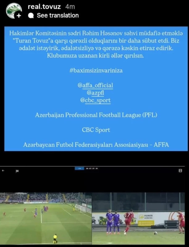 “Turan Tovuz” azarkeşlərindən etiraz aksiyası