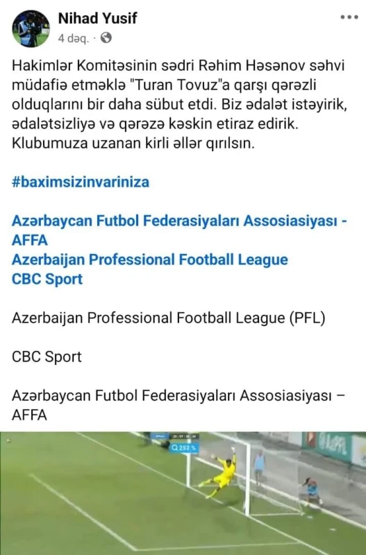 “Turan Tovuz” azarkeşlərindən etiraz aksiyası