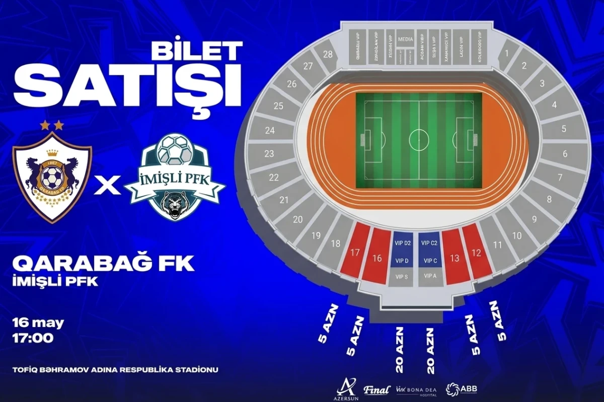 “Qarabağ” - “İmişli” matçının biletləri satışa çıxarılır