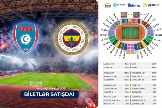 “Turan Tovuz” – "Fenerbahçe” oyununun biletləri satışa çıxarılıb